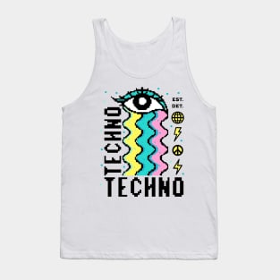 TECHNO  - 8 Bit Rainbow Tears (black/pink/blue) Tank Top